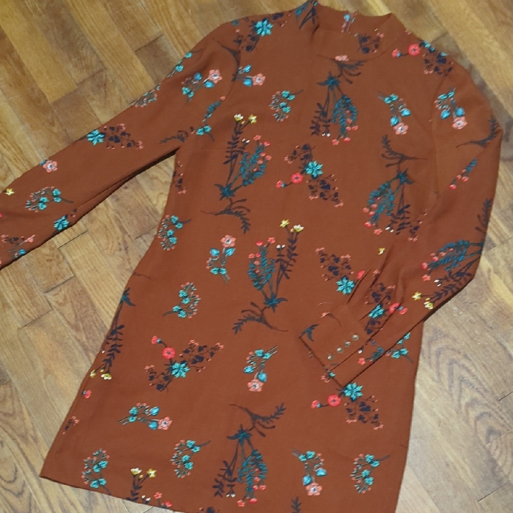 WAYF Mock Neck FLORAL MIDI / Shift DRESS Sz Med
